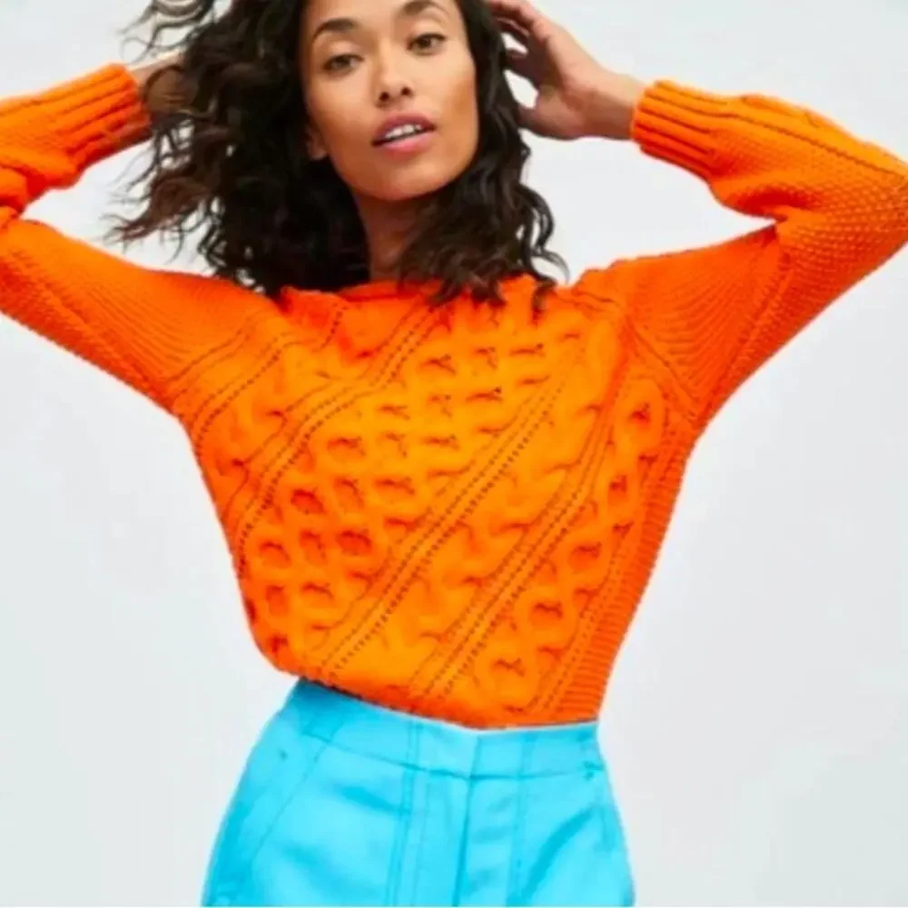 J. CREW Cable Knit Sweater Purple  XS AK157